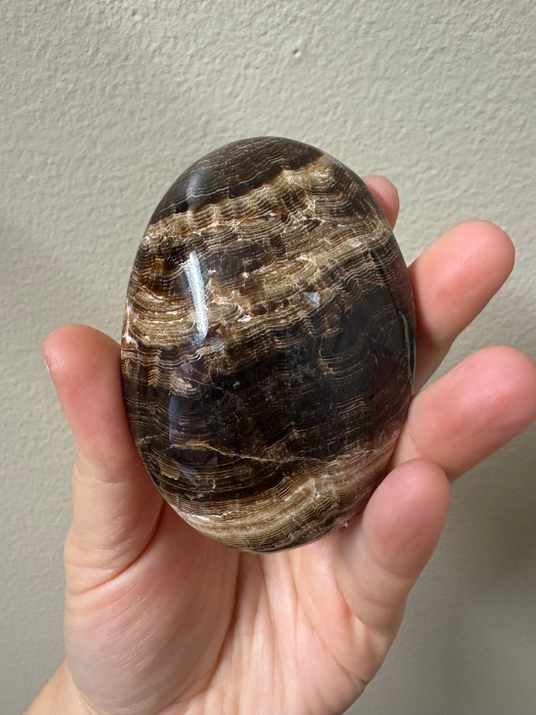 Chocolate Calcite Palm Stone